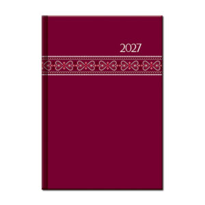 Týždenný diár A5 FOLK červený 2027
